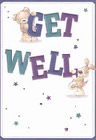 Bright and full of playful cheer, this get well card captures a moment of genuine kindness that's familiar to anyone in Bracknell. Two endearing characters-a teddy bear with a gentle gaze and a joyful puppy-appear to spring from the card, lovingly cradling the bold, colourful 'Get Well' letters as if ushering in a wave of support. The vibrant indigo and teal hues pop vividly against the soft cream background, mirroring the uplifting palettes often seen in fresh arrangements picked up at Flowers Bracknell for delivery to Ascot Road or Wildridings neighbours. Twinkling stars in soft gradients of blue and purple add a sprinkle of whimsy, turning the simple act of sending well wishes into something magical. Every illustrated fur detail invites the warmth of a comforting hug, making the card not just a message but a gentle embrace. Like a thoughtfully gathered bouquet, this scene radiates positive energy and heartfelt care-ideal for brightening hospital rooms or homes across Bracknell, and reminding recipients they're never far from the care of their community.